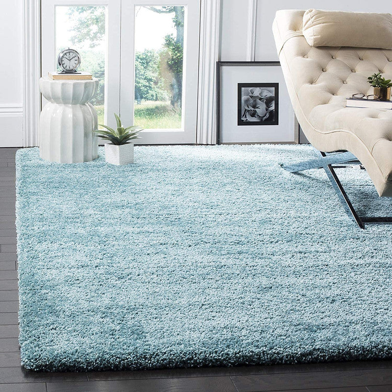 Aqua Blue Plush Shaggy Carpet