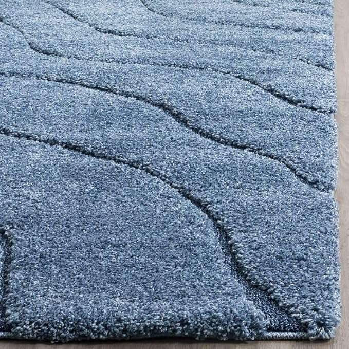 Blue Wave Texture Shaggy Carpet