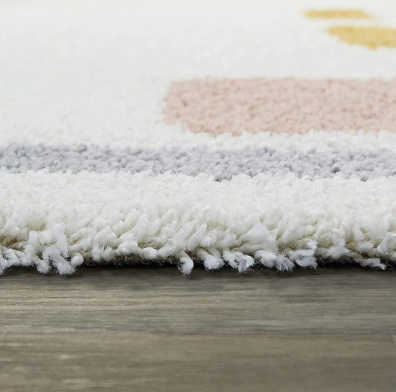 Ivory Abstract Multicolor Shaggy Carpet