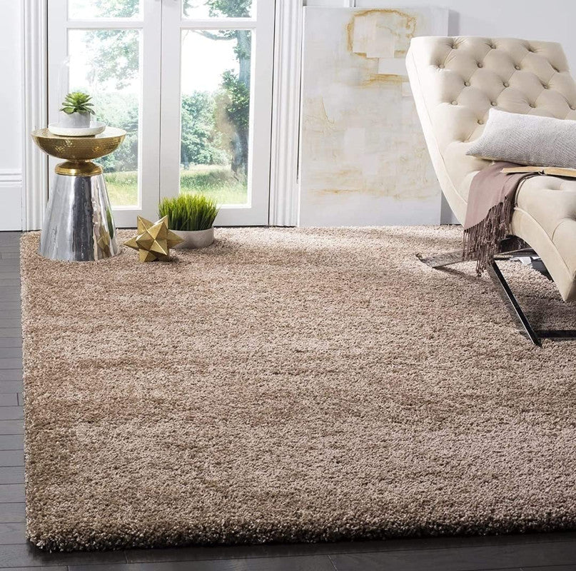 Beige Plush Shaggy Carpet