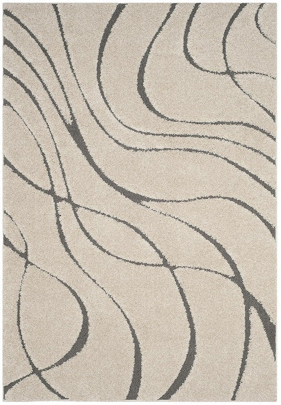 Beige & Grey Wave High-Low Shaggy Carpet