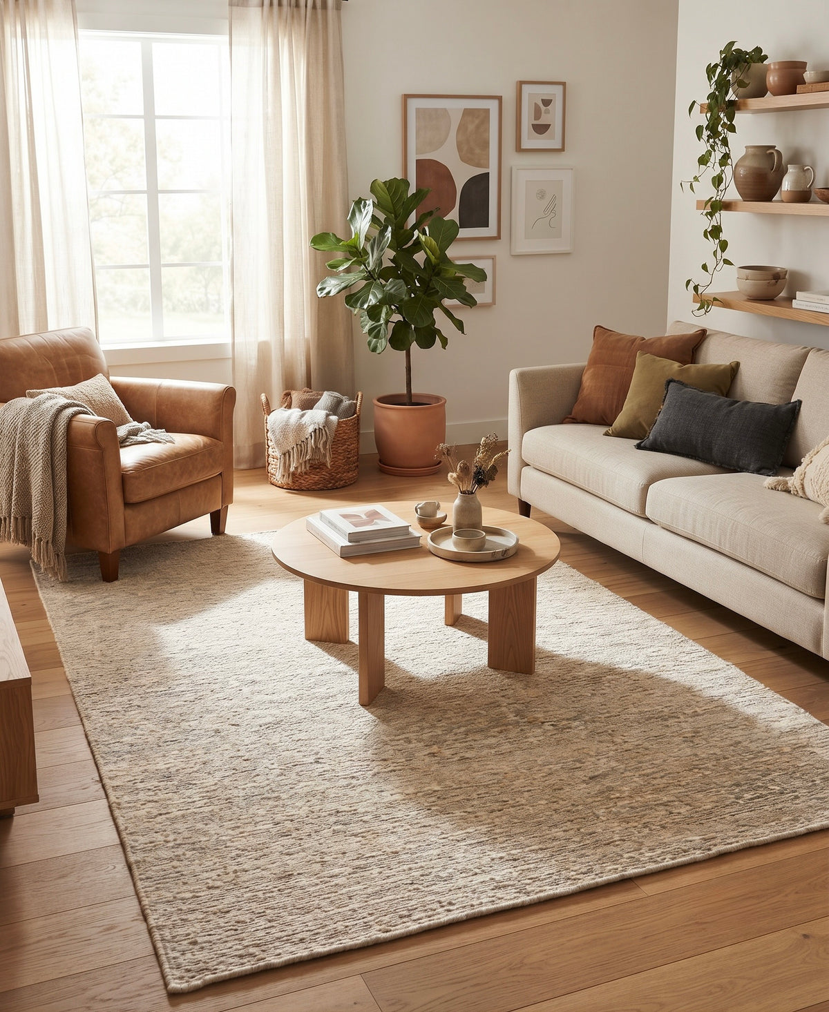 Sandstone Oatmeal Solid Hand-Knotted Jute Carpet