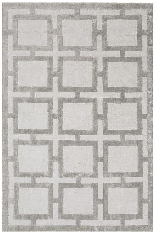 Interlock Grid Hand-Tufted Wool & Silk Carpet