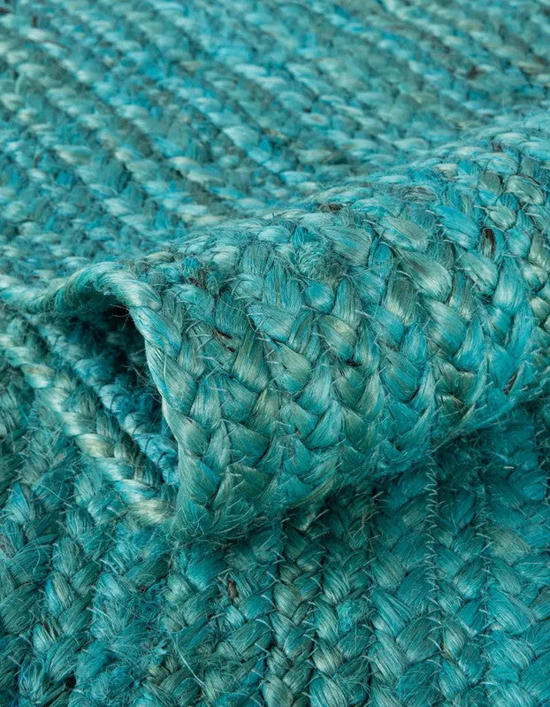 Close-up of teal woven fabric texture