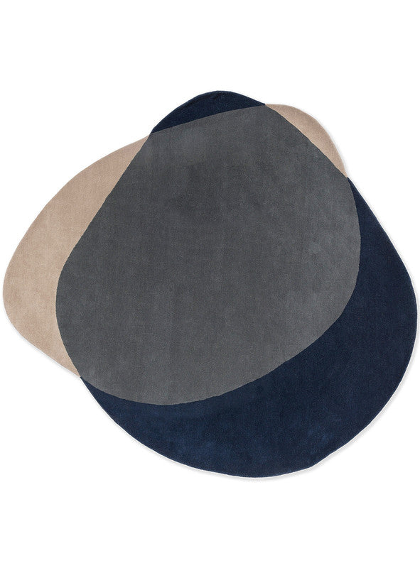 Softstone Charcoal Navy Abstract Irregular Hand-Tufted Wool Carpet