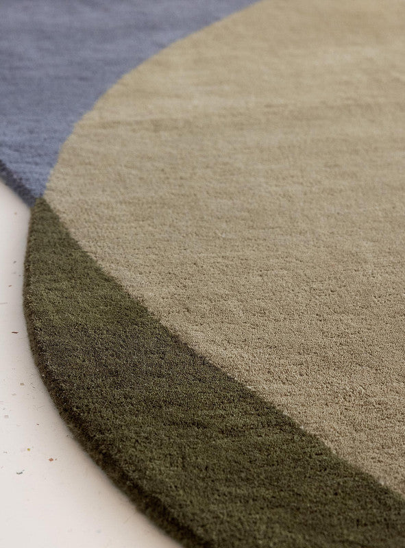 Softstone Olive Grey Abstract Irregular Hand-Tufted Wool Carpet