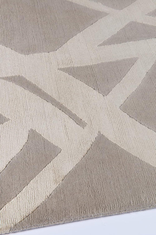 Ivory Intersect Hand-Tufted Wool & Silk Carpet