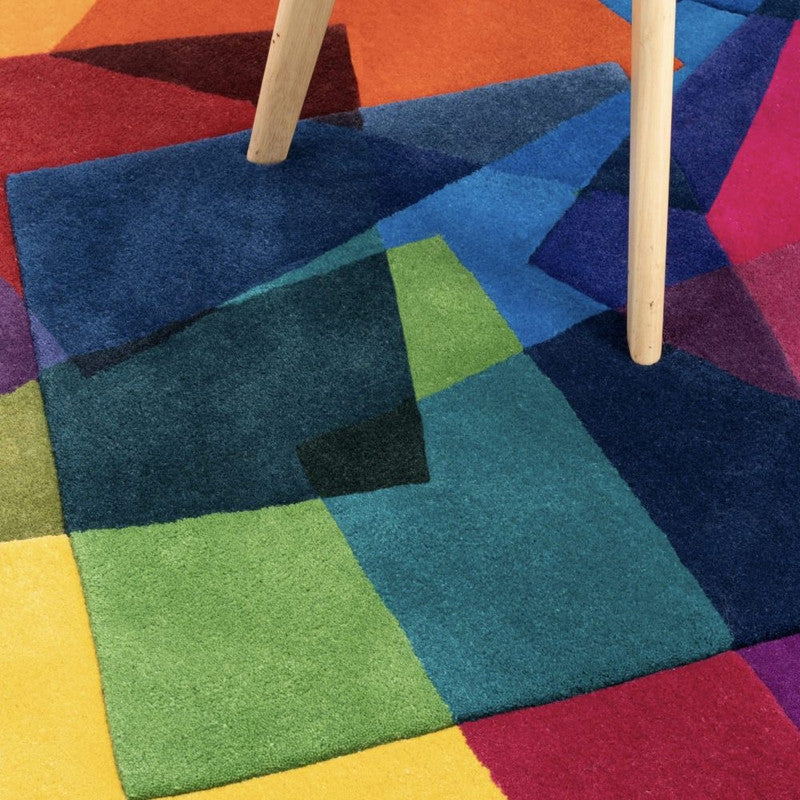 Prism Grid Multicolor Abstract Hand-Tufted Wool Carpet