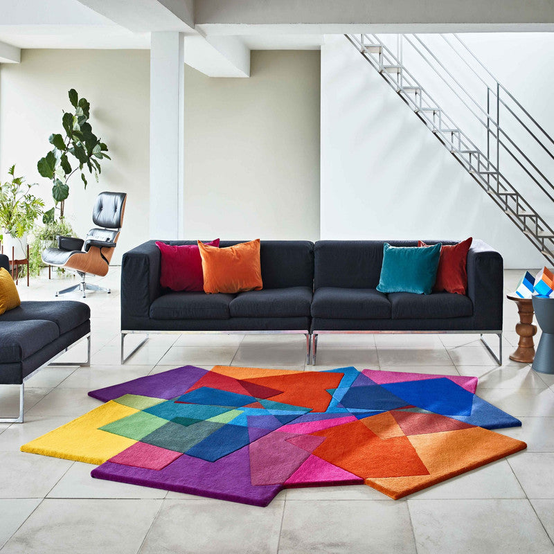 Prism Grid Multicolor Abstract Hand-Tufted Wool Carpet