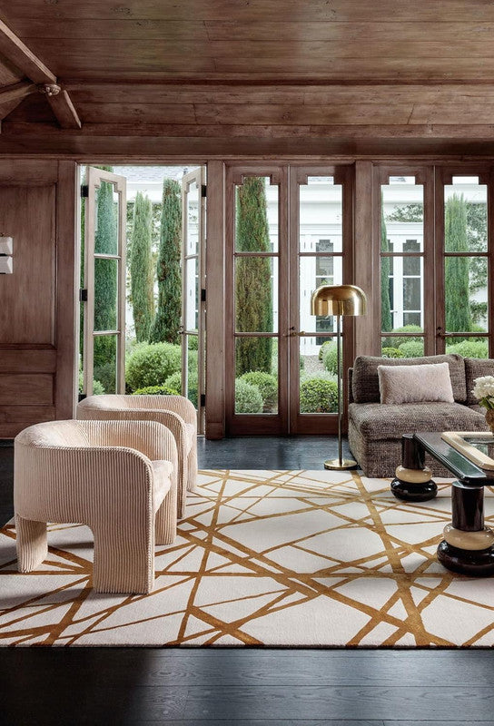Gilded Intersect Hand-Tufted Wool & Silk Carpet