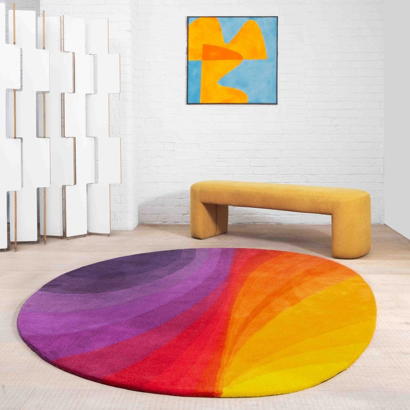Solar Arc Multicolor Irregular Shaped Hand-Tufted Carpet