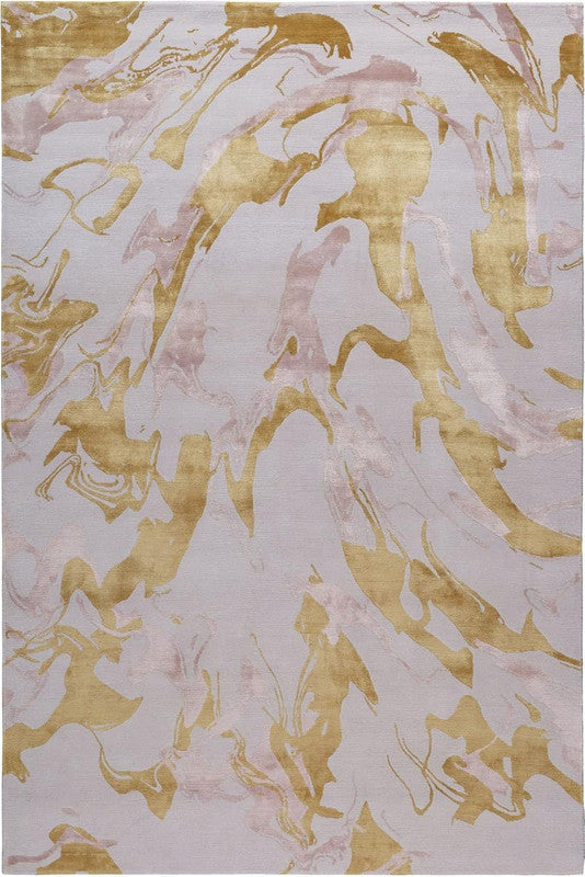 Abstract patterned fabric with gold and white design