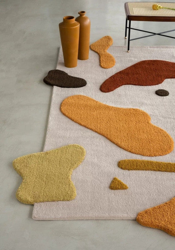 Terra Scatter Ivory Abstract Hand-Tufted Wool Carpet