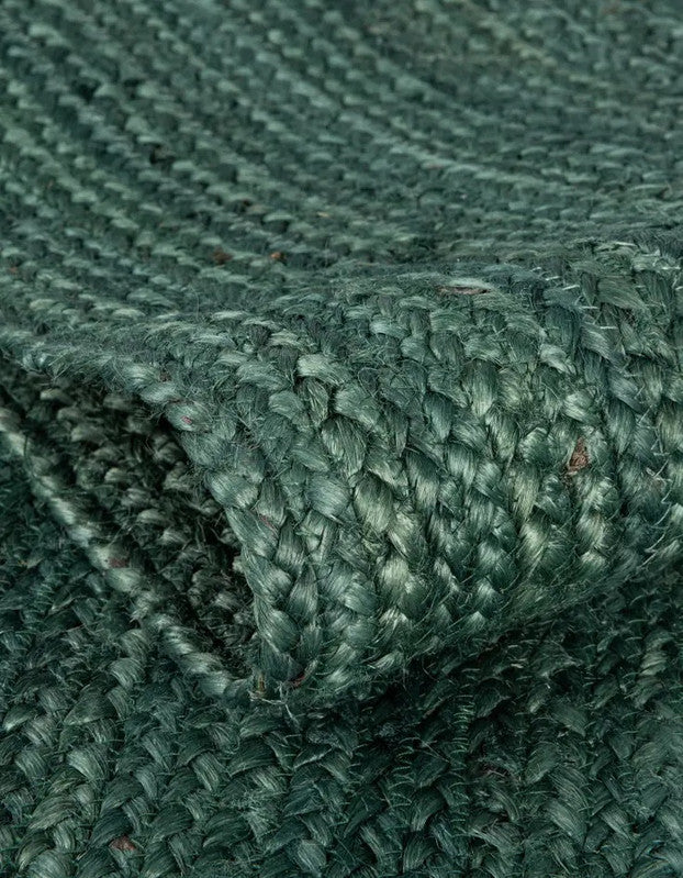 Close-up of a textured green rug