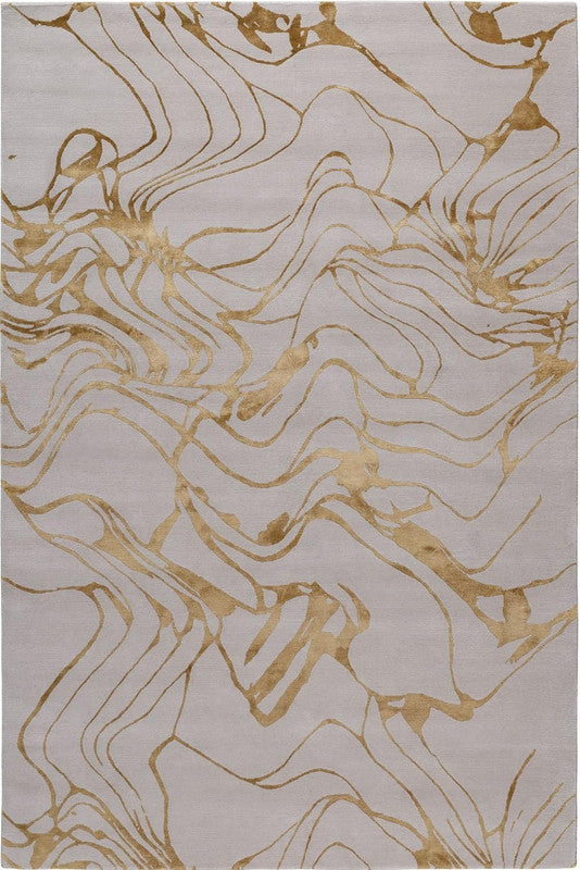 Rug with gold and beige abstract pattern