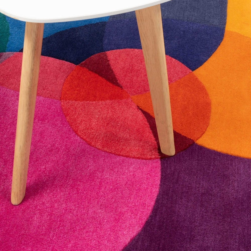 Orbloom – Multicolor Abstract Round Bubble Hand-Tufted Wool Carpet