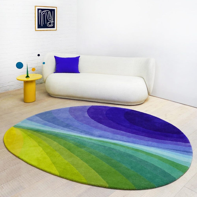 Ocean Arc Multicolor Irregular Shaped Hand-Tufted Carpet