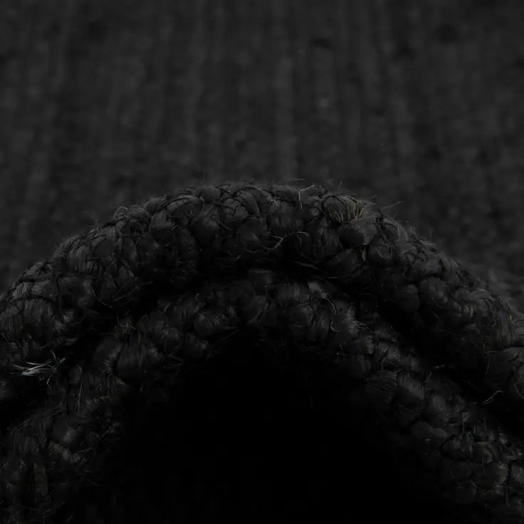 Close-up of a knitted black fabric texture