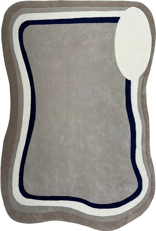 Eclipse Form Grey & Navy Irregular Shaped Hand-Tufted Carpet