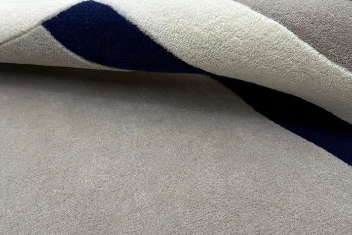 Eclipse Form Grey & Navy Irregular Shaped Hand-Tufted Carpet
