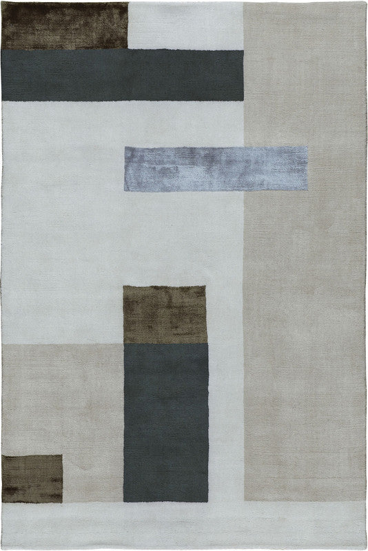 Linear Blocks Hand-Tufted Wool & Silk Carpet