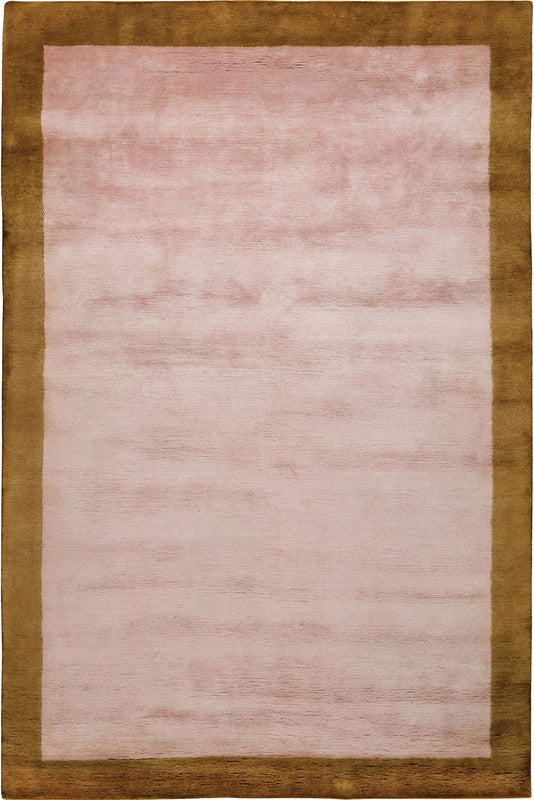Pink rug with a brown border