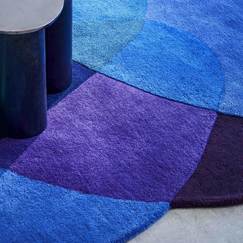 Candyform Blue Abstract Irregular Shaped Hand-Tufted Wool Carpet