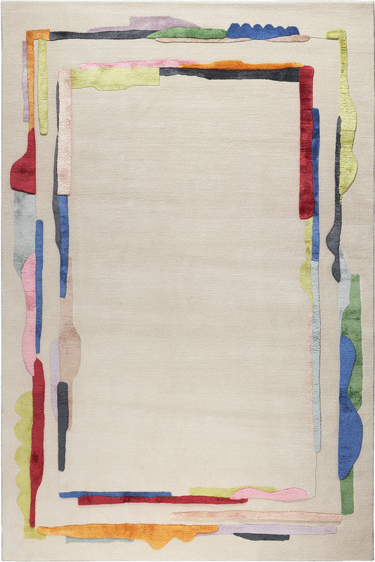 Painted Frame Hand-Tufted Wool & Silk Carpet