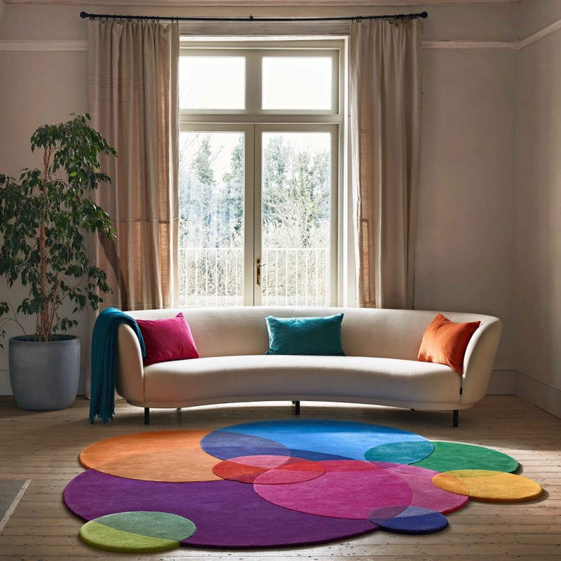 Orbloom – Multicolor Abstract Round Bubble Hand-Tufted Wool Carpet