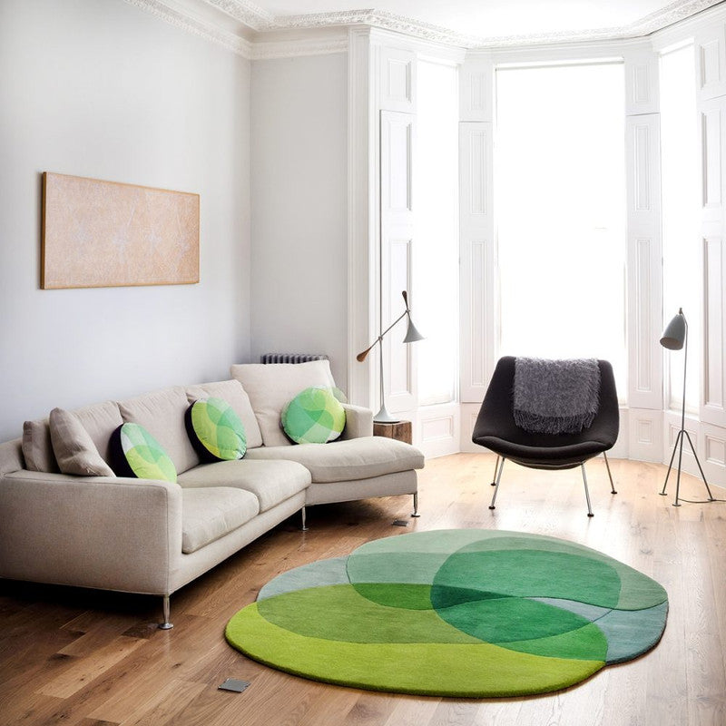 Candyform Green Abstract Irregular Shaped Hand-Tufted Wool Carpet
