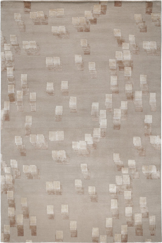 Sage Beige Abstract Hand-Tufted Wool and viscose Carpet