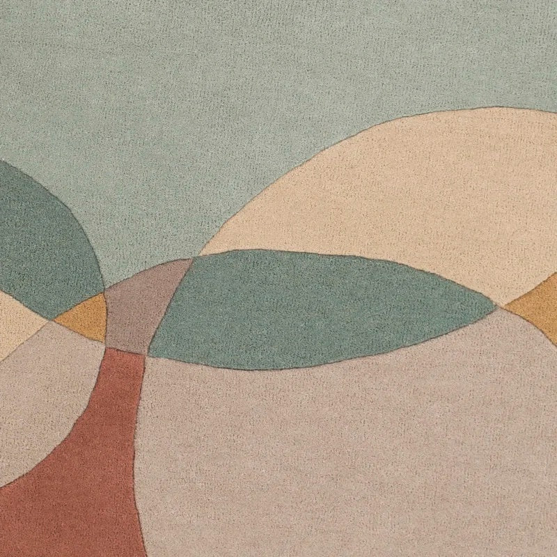 Petalorb Earthtone Abstract Circle Hand-Tufted Wool Carpet