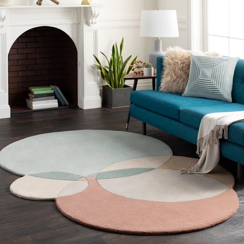 Petalorb Earthtone Abstract Circle Hand-Tufted Wool Carpet