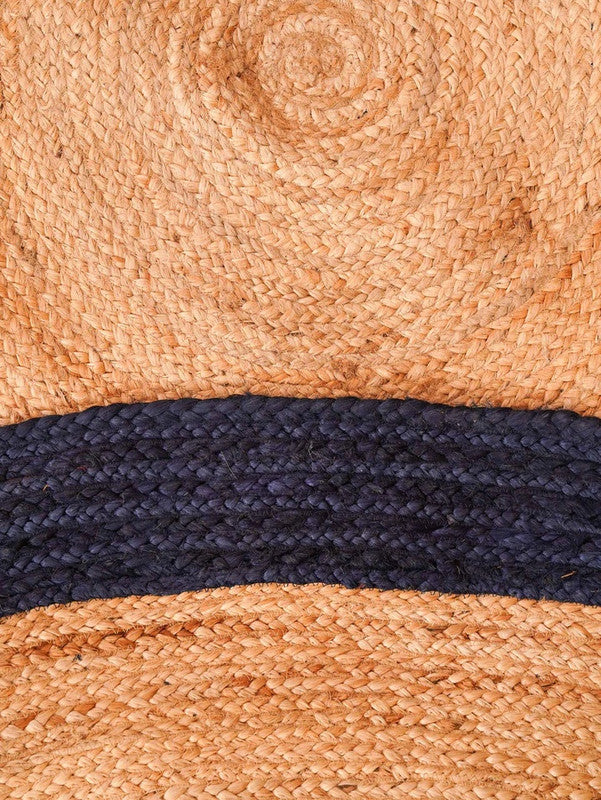 Close-up of woven mat with natural and dark brown colors