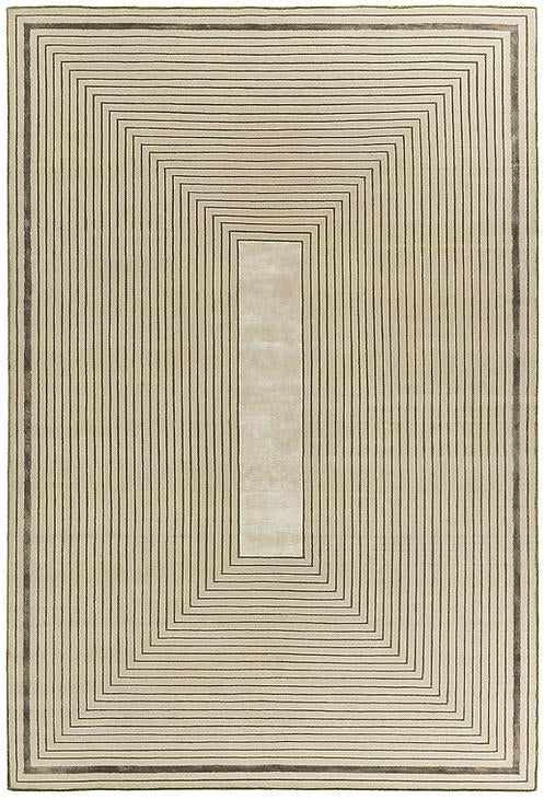 Rectangular rug with concentric rectangle pattern in beige tones