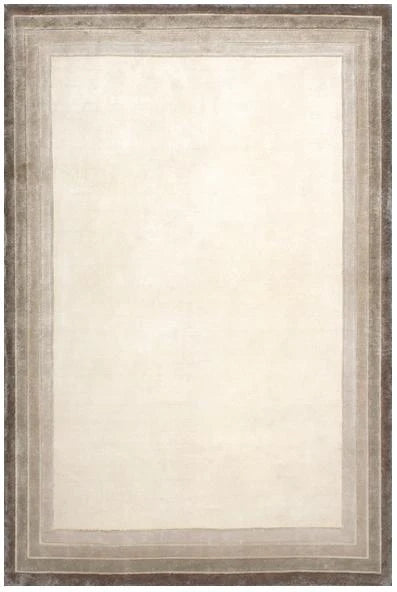 Beige rug with a decorative brown border