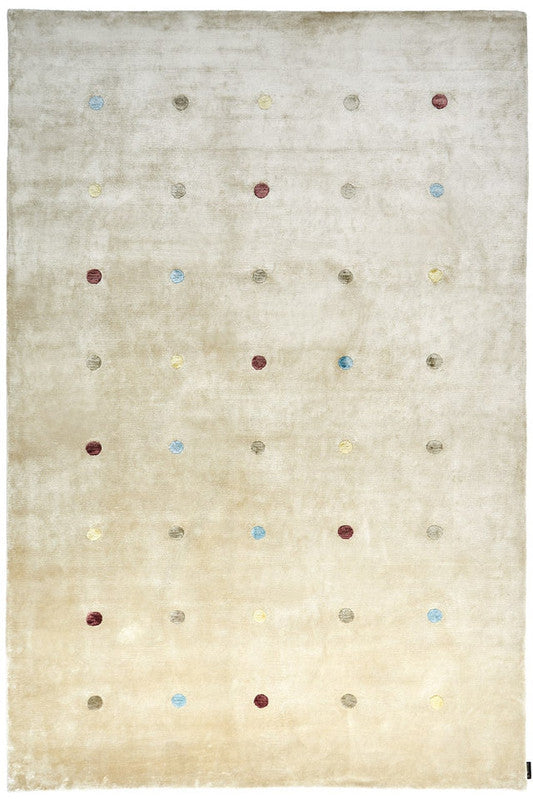 Beige rug with multicolored dot pattern