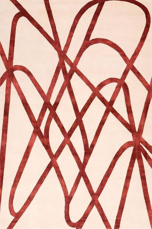 Crimson Flow Hand-Tufted Wool & Silk Carpet