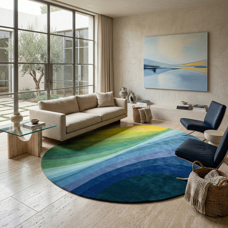 Ocean Arc Multicolor Irregular Shaped Hand-Tufted Carpet
