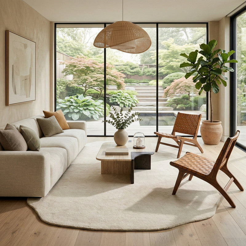 Soft Pebble Ivory Irregular Shaped Hand-Tufted Carpet