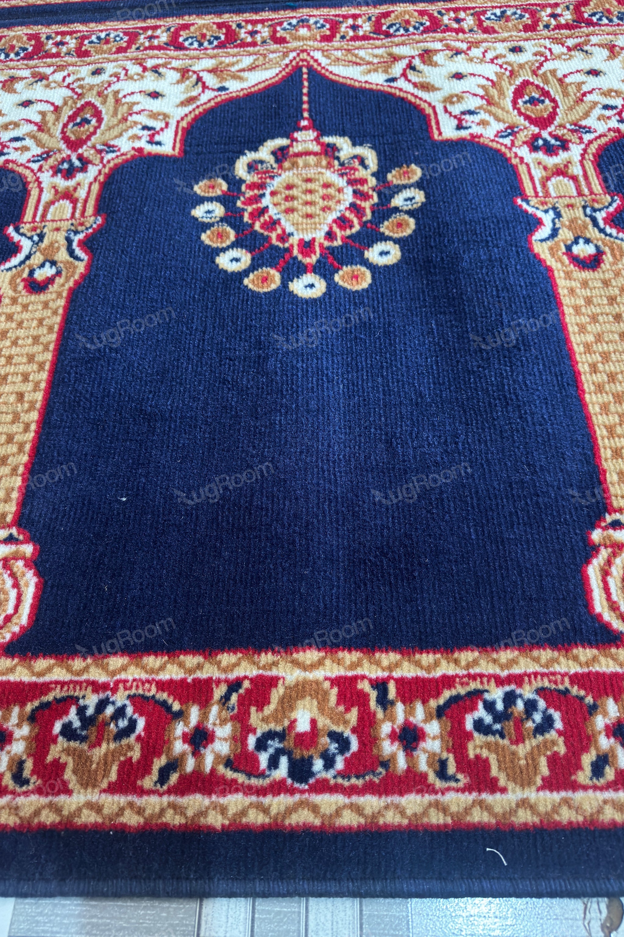 Blue chandelier Janamaz Roll – Soft & Durable Prayer Carpet Mat for Mosque & Home