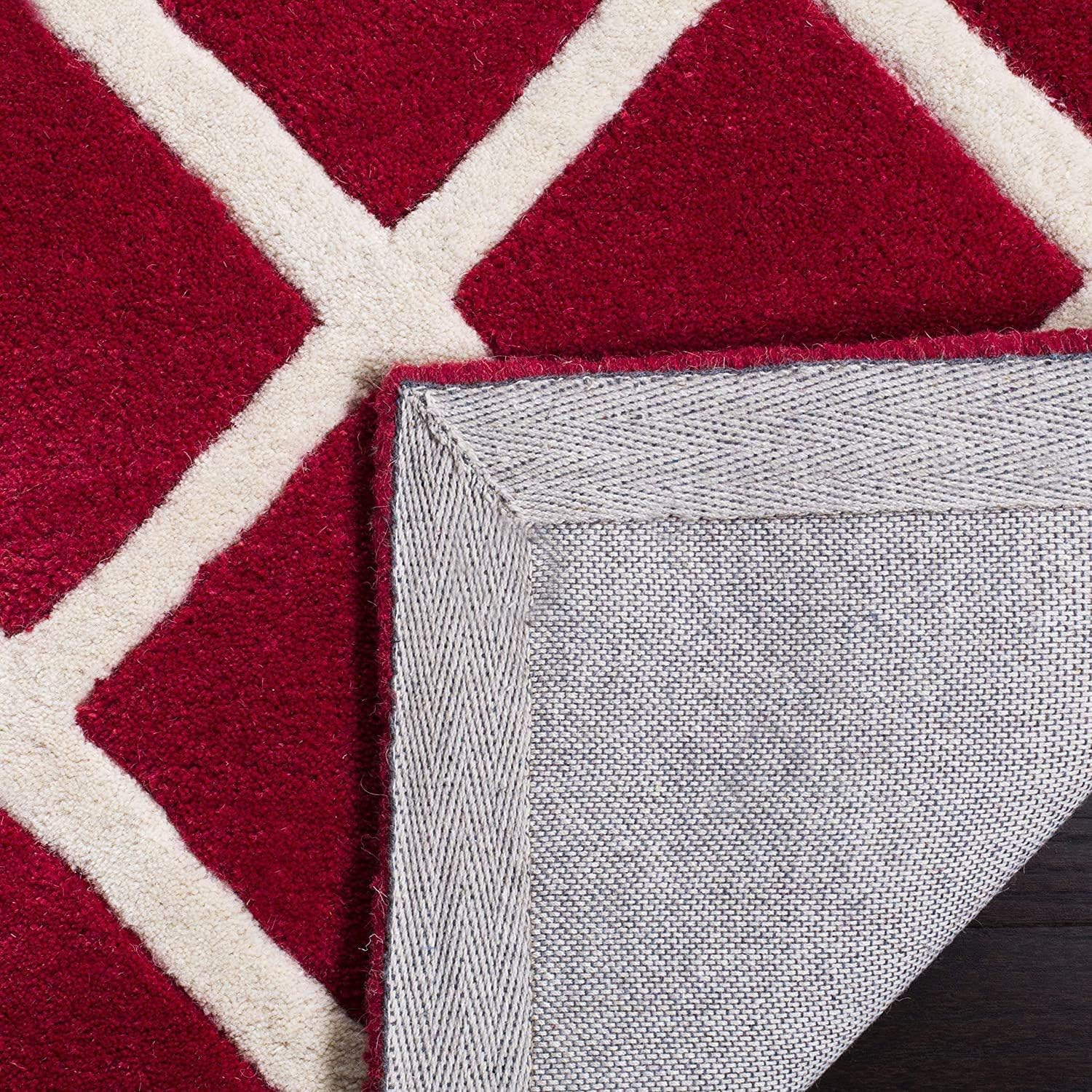 Red Trellis Hand Tufted Handmade Carpet