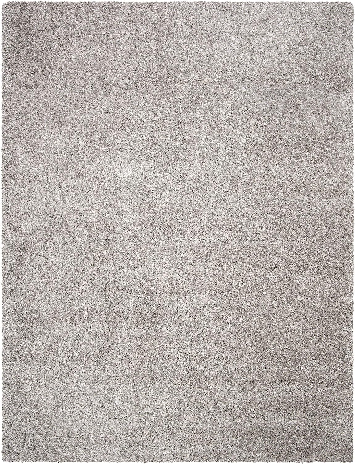 Silver solid shaggy plain area rug for living room, bedroom