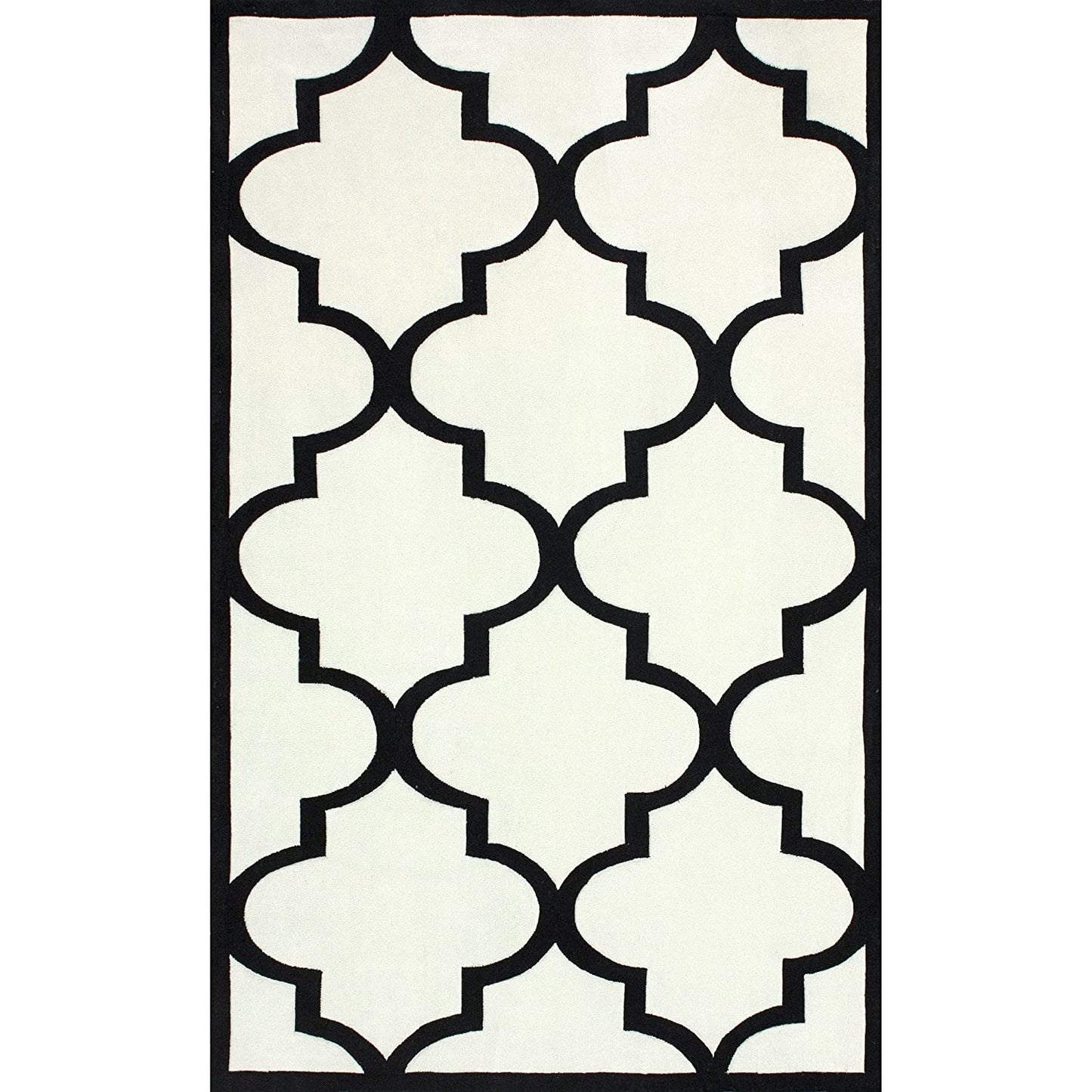 White & Black Hand Tufted Wool Rug, Handmade Export Quality Wool Rug/Carpet for Living Room, Bedroom, Hall with 1.00 inch Thickness